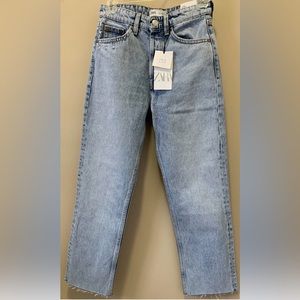 Zara Hi Rise Cropped Straight Cotton Jeans US 2 NWT
